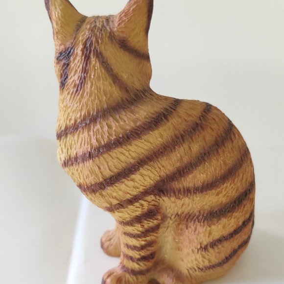 Vintage Resin Orange Tabby Stripped Cat Domestic Shorthair Figure Brown … - Picture 3 of 6